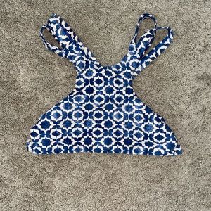 blue patterned bikini top/yoga top